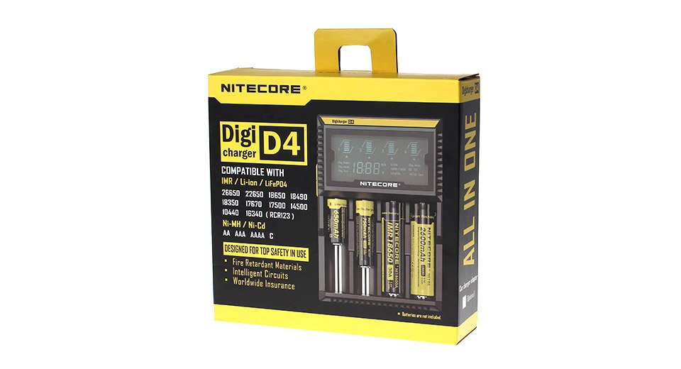 Nitecore D4 4-Slot Digital Battery Charger w/ LCD Display Screen in usa and canada